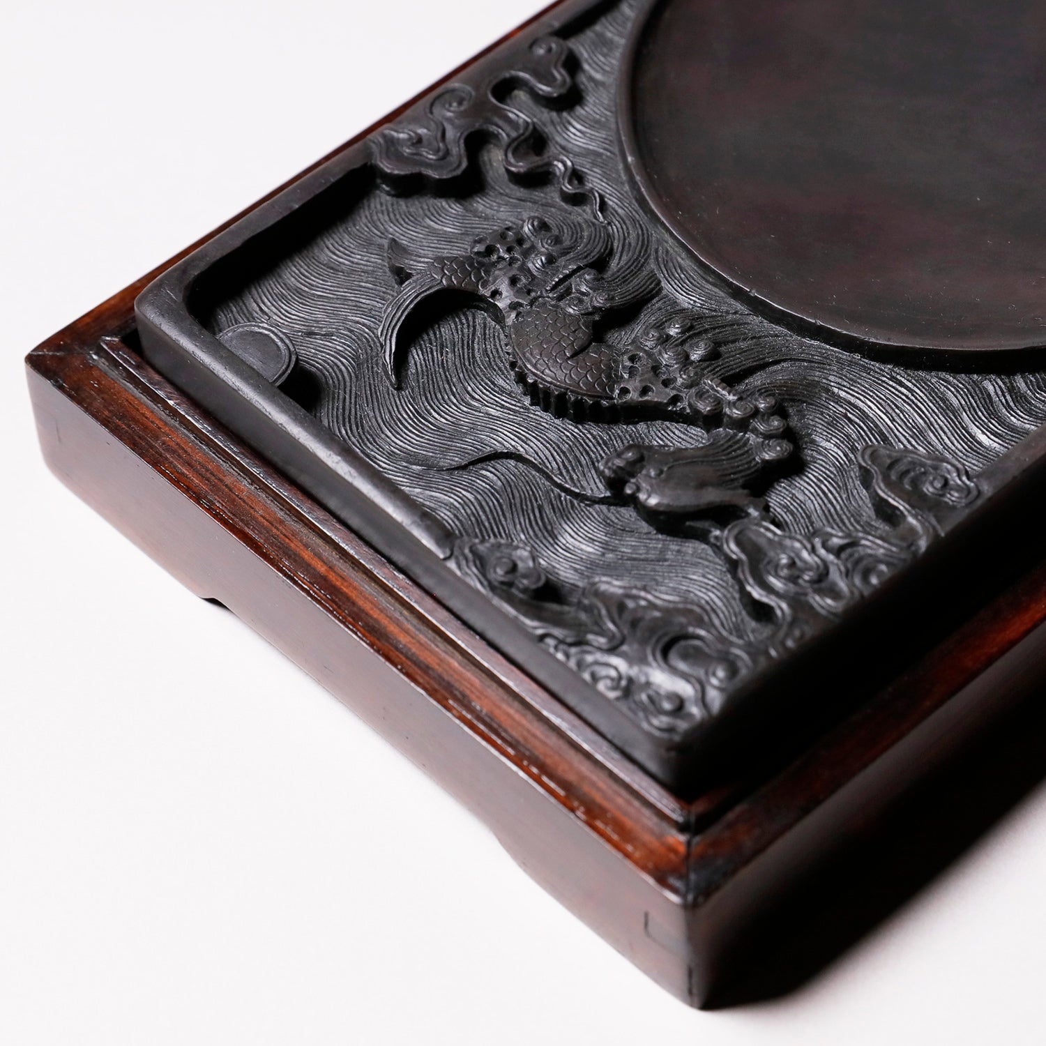 麻子坑 鯉龍海濤硯 6.6吋 - pigment.mom